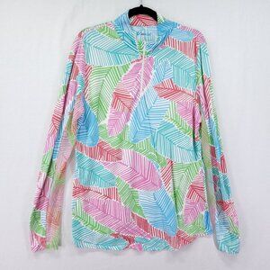 IBKUL Golf  Shirt Womens Large Mesh Panel Long Sleeve UPF50 Sunshirt 1/4 Zip